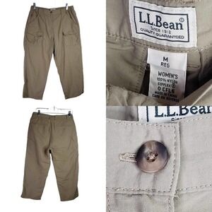 LL Bean Cargo Capris Women's Medium Khaki Tan Nylon Hiking Camping